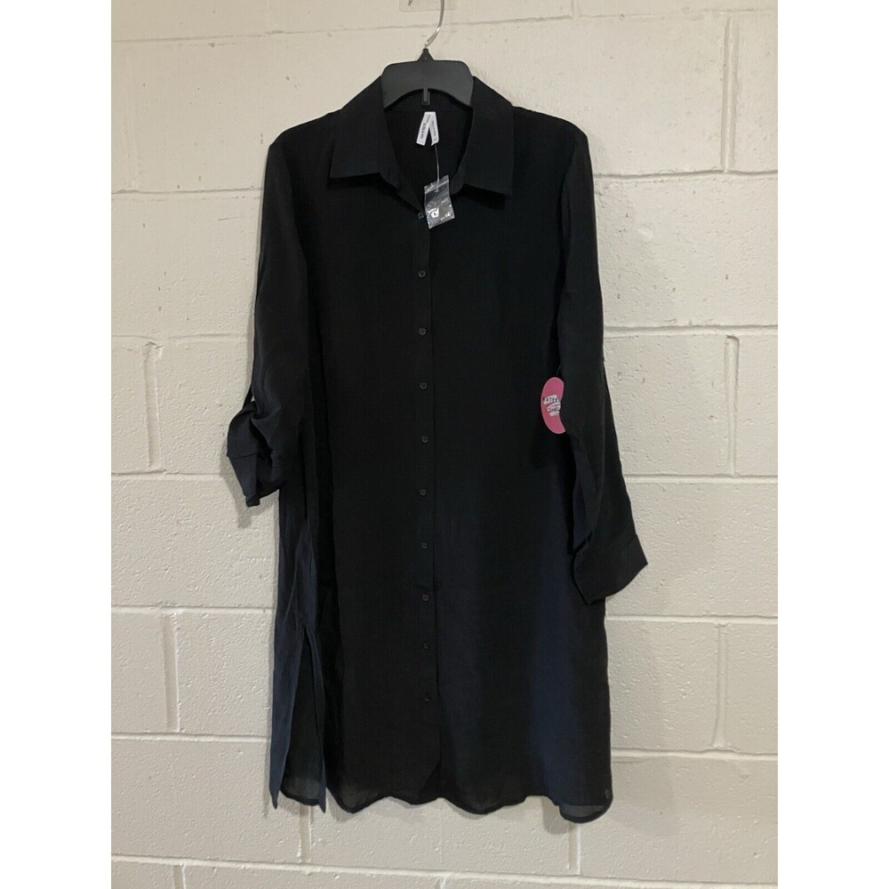 Live 4 Truth Maternity Roll Tab Button Long Sleeve Top Camisole Tunic - XL Black